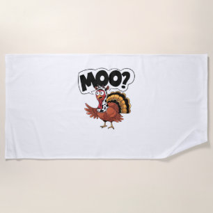 Turkey Moo Cow Costume Funny Thanksgiving Turkey D Beach Towel