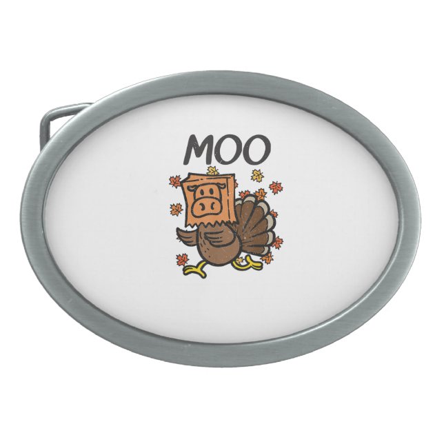 Turkey Moo Cow Costume Funny Thanksgiving Turkey D Belt Buckle (Front)