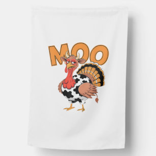 Turkey Moo Cow Costume Funny Thanksgiving Turkey D House Flag