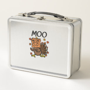 Turkey Moo Cow Costume Funny Thanksgiving Turkey D Metal Lunch Box