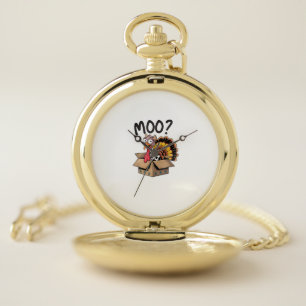 Turkey Moo Cow Costume Funny Thanksgiving Turkey D Pocket Watch