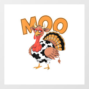 Turkey Moo Cow Costume Funny Thanksgiving Turkey D Wall Decal