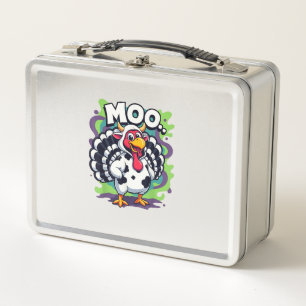 Turkey Moo Cow Funny Thanksgiving - Cute Turkey Mo Metal Lunch Box
