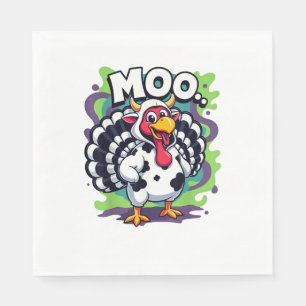 Turkey Moo Cow Funny Thanksgiving - Cute Turkey Mo Napkins