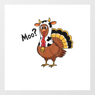 Turkey Moo Cow Funny Thanksgiving Performance Spri Wall Decal