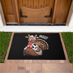 Turkey Moo Funny Thanksgiving Doormat