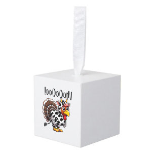 Turkey Moo Funny Thanksgiving Fake Cow Moo Cube Ornament