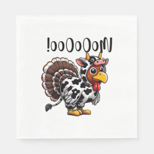 Turkey Moo Funny Thanksgiving Fake Cow Moo Napkins