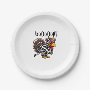 Turkey Moo Funny Thanksgiving Fake Cow Moo Paper Plates