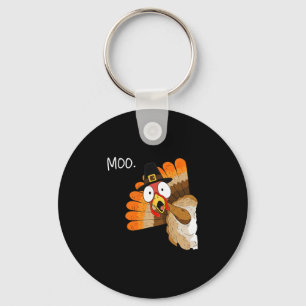 Turkey Moo Funny Thanksgiving Fall Cow Men Women K Keychain