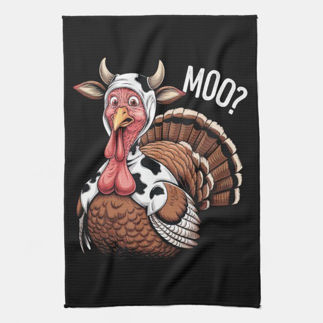 Turkey Moo Funny Thanksgiving  Kitchen Towel (Vertical)
