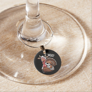 Turkey Moo Funny Thanksgiving Wine Charm