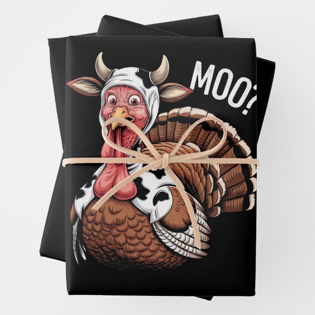 Turkey Moo Funny Thanksgiving  Wrapping Paper Sheets (In situ)