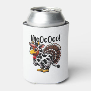 Turkey Moo Funny Turkey Cow Thanksgiving Can Cooler