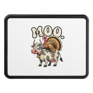 Turkey Moo Riding Cow Funny Thanksgiving  Hitch Cover