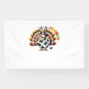 Turkey Moo Thanksgiving Cow Turkey Humor Funny _2 Banner