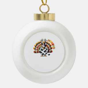 Turkey Moo Thanksgiving Cow Turkey Humor Funny _2 Ceramic Ball Christmas Ornament