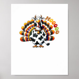 Turkey Moo Thanksgiving Cow Turkey Humor Funny _2 Poster