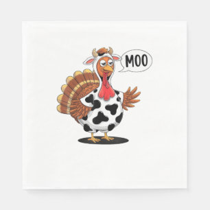 Turkey Moo Thanksgiving Funny Turkey Cow Moo Famil Napkins