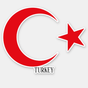 Drapeau Turquie - 8 stickers - 9.5 x 6.3 cm - Sticker/autocollant