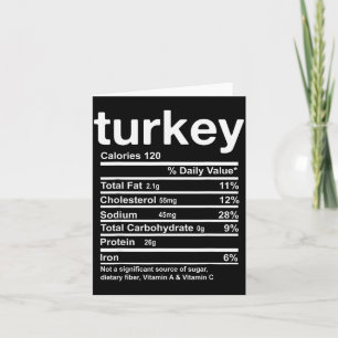 Turkey Nutrition Facts Funny Thanksgiving Food Chr Card