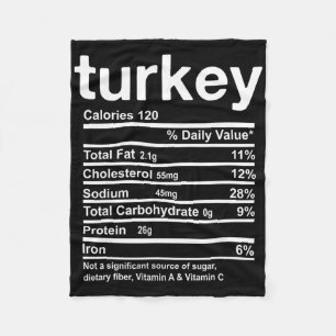 Turkey Nutrition Facts Funny Thanksgiving Food Chr Fleece Blanket