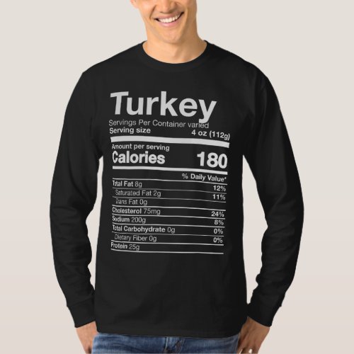 Turkey Nutrition Funny Thanksgiving Food Costume D T_Shirt