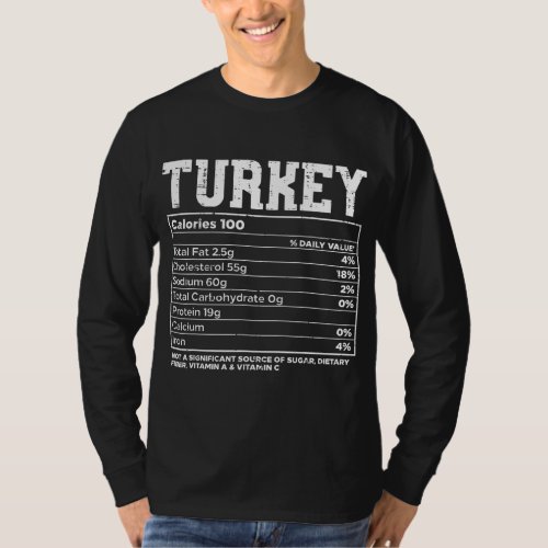 Turkey Nutritional Facts Thanksgiving Food Recipe  T_Shirt