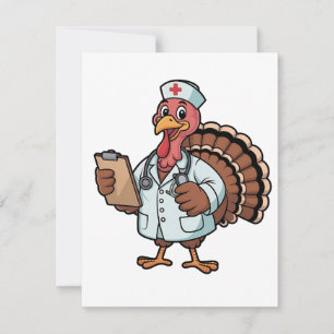 Turkey On a Nursing Scrub Nurse Thanksgiving Note Card