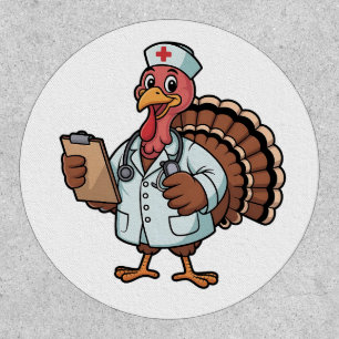 Turkey On a Nursing Scrub Nurse Thanksgiving Patch