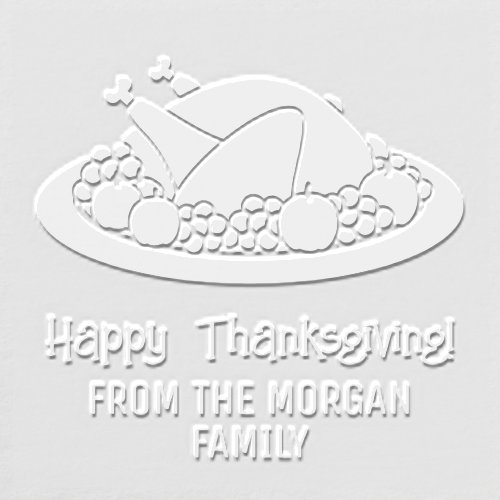 Turkey on Platter Happy Thanksgiving Name  Embosser