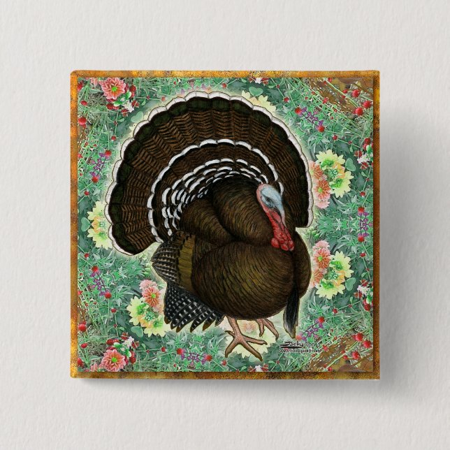 Turkey On the Greens Pinback Button (Front)