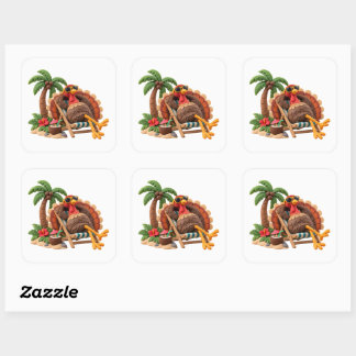Turkey on Vacation Thanksgiving Sticker