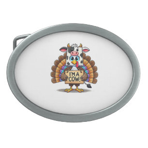 Turkey Paper Bag Moo I'm a Cow Thanksgiving Family Belt Buckle