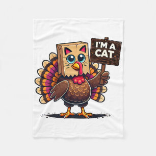 Turkey Paper G Meow I'm A Cat Thanksgiving Family Fleece Blanket