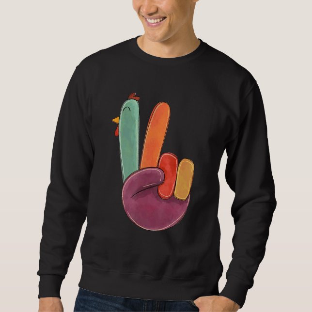 Turkey Peace Sign Thanksgiving Sweatshirt (Front)