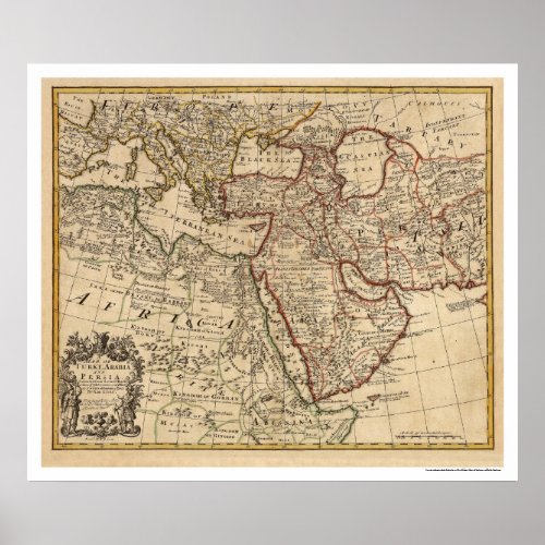 Turkey Persia Arabia Map _ 1721 Poster