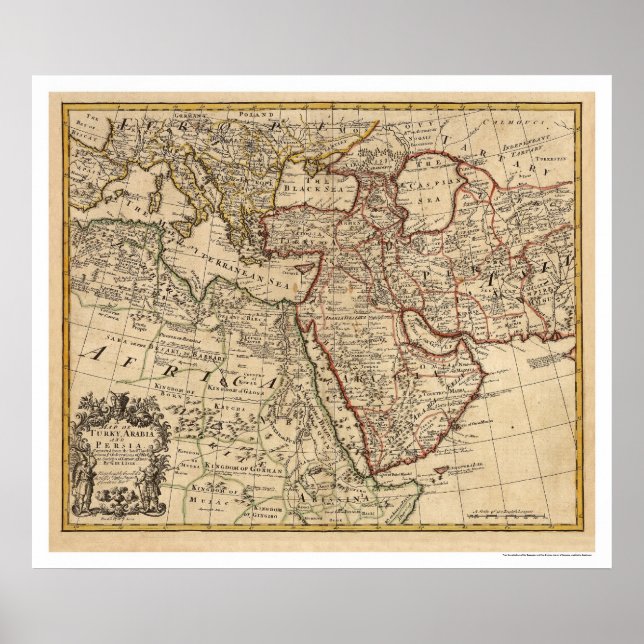 Turkey Persia Arabia Map - 1721 Poster (Front)