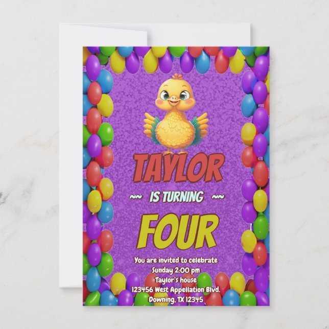 Turkey Personalized Birthday Unique Invite Kids (Front)