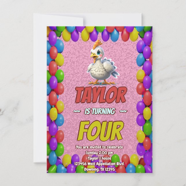 Turkey Personalized Birthday Unique Invite Kids (Front)