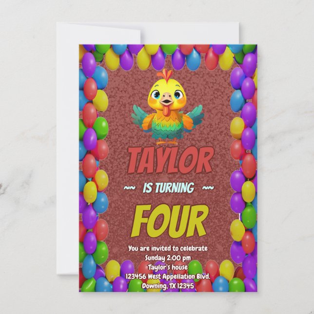 Turkey Personalized Birthday Unique Invite Kids (Front)