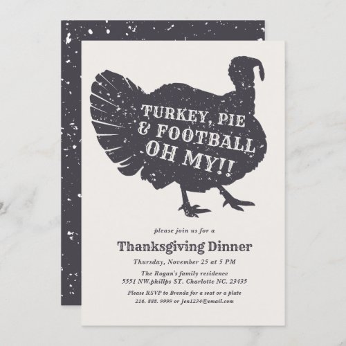 Turkey Pie Football Oh My Thanksgiving Party Invitation