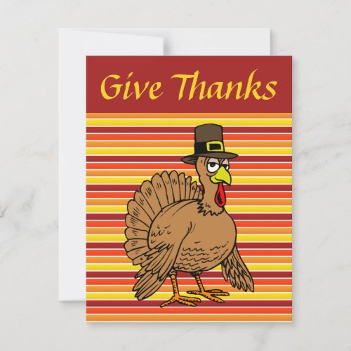 Turkey Pilgrim Cartoon Thanksgiving Dinner Invitation