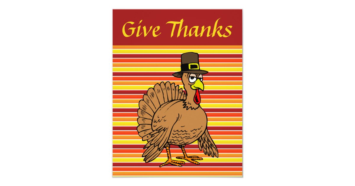 Turkey Pilgrim Cartoon Thanksgiving Dinner Invitation ...