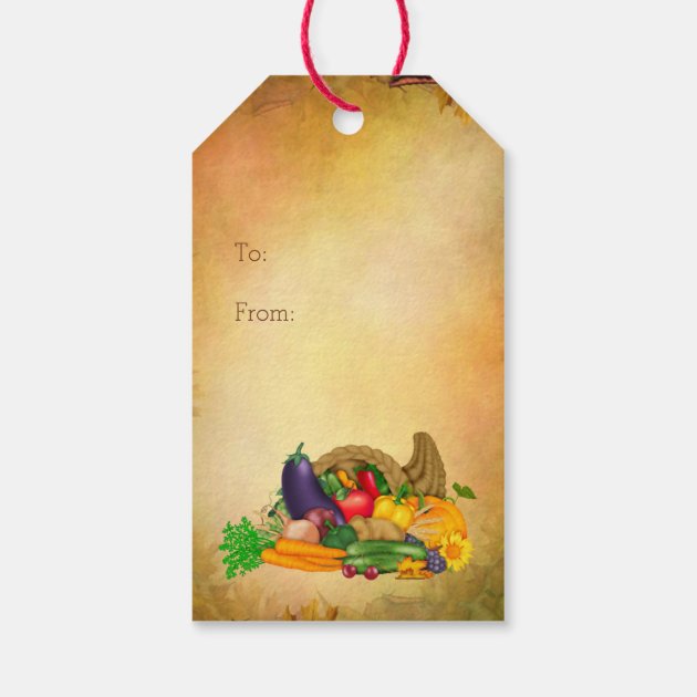 Turkey Pilgrim, Cornucopia Thanksgiving Gift Tag