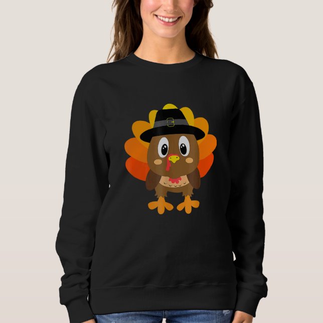 Turkey Pilgrim Costume  For Boys & Girls Thanksgiv Sweatshirt (Front)
