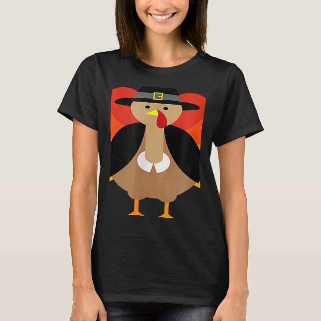 Turkey Pilgrim Cute Thanksgiving Essential T-Shirt (Front)
