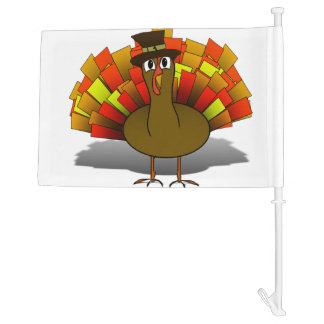 Turkey Pilgrim Thanksgiving Car Flag