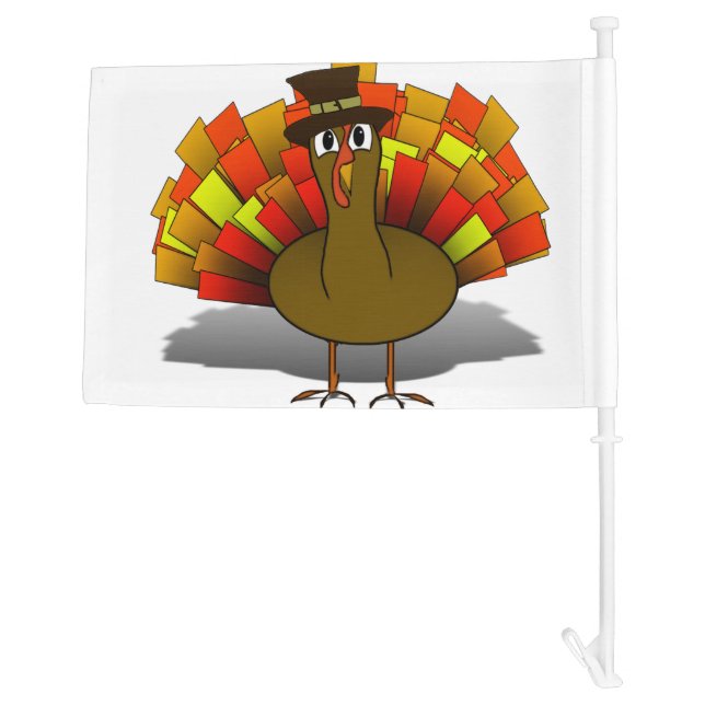 Turkey Pilgrim Thanksgiving Car Flag (Back)