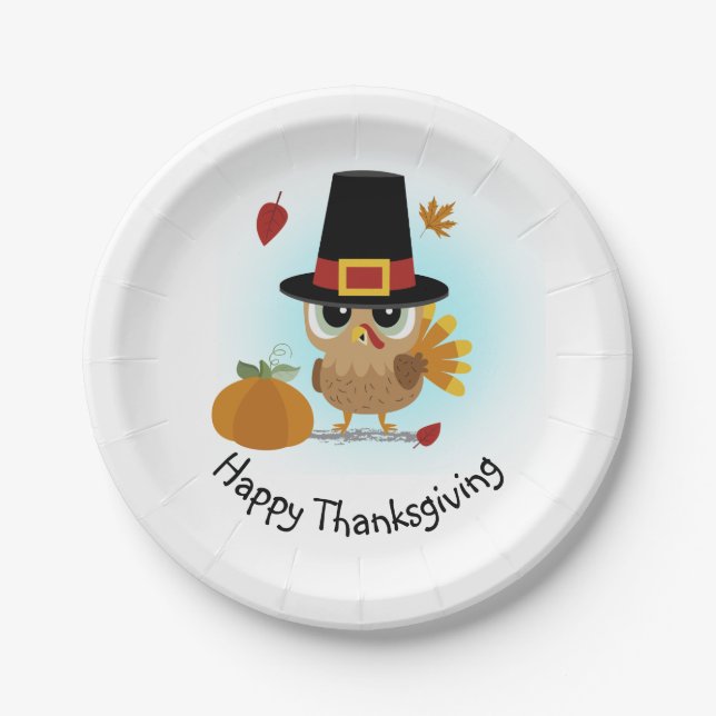 Turkey Pilgrim Thanksgiving Paper Plates (Front)